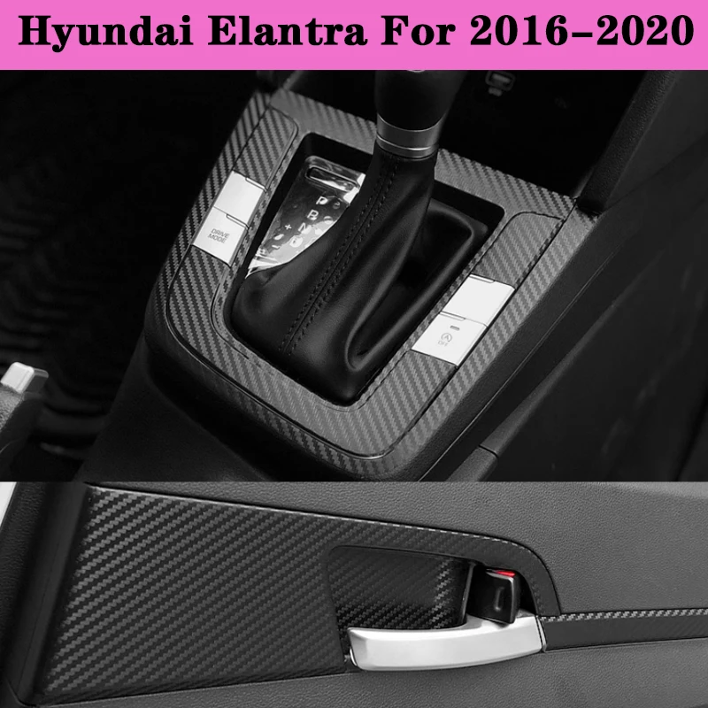 

Suitable for Elantra Interior Stickers, Carbon Fiber Modified Film for Central Control Gear Shift for Hyundai Elantra 2016-2020