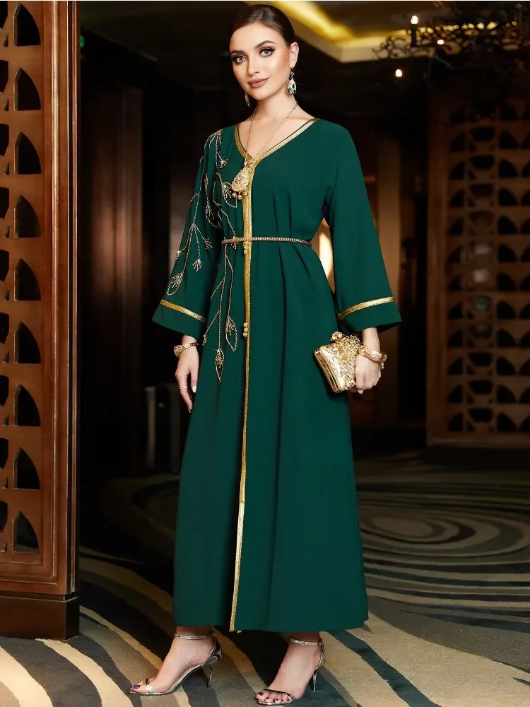 Eid Muslim Dress for Women Abaya Diamond Robe Dress Arab Women Ramadan Abayas Caftan Kaftan Elegant Vestidos 2023 Party Dresses