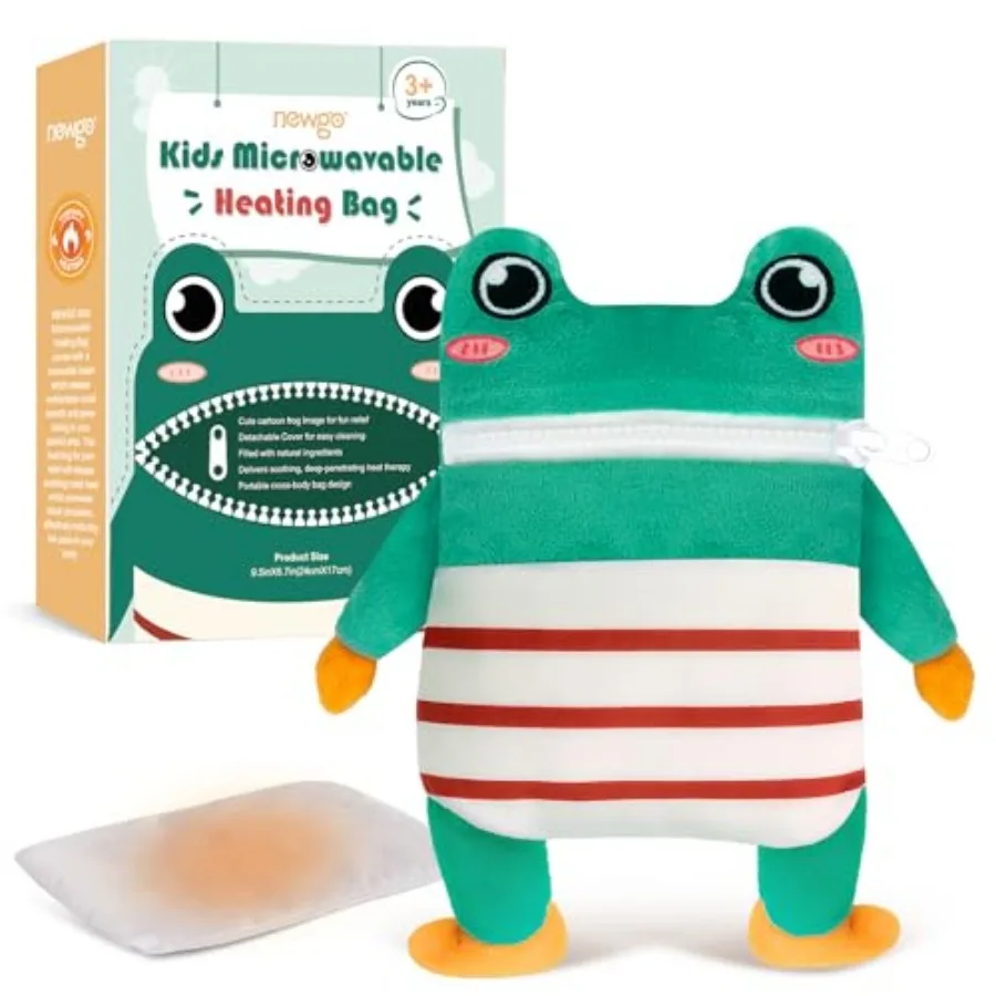 

Microwave Heating Pad for Cramps Pain Relief, Heated Stuffed Animals with Natural Moist Heat, Frog Plush Pillow with Storage Po
