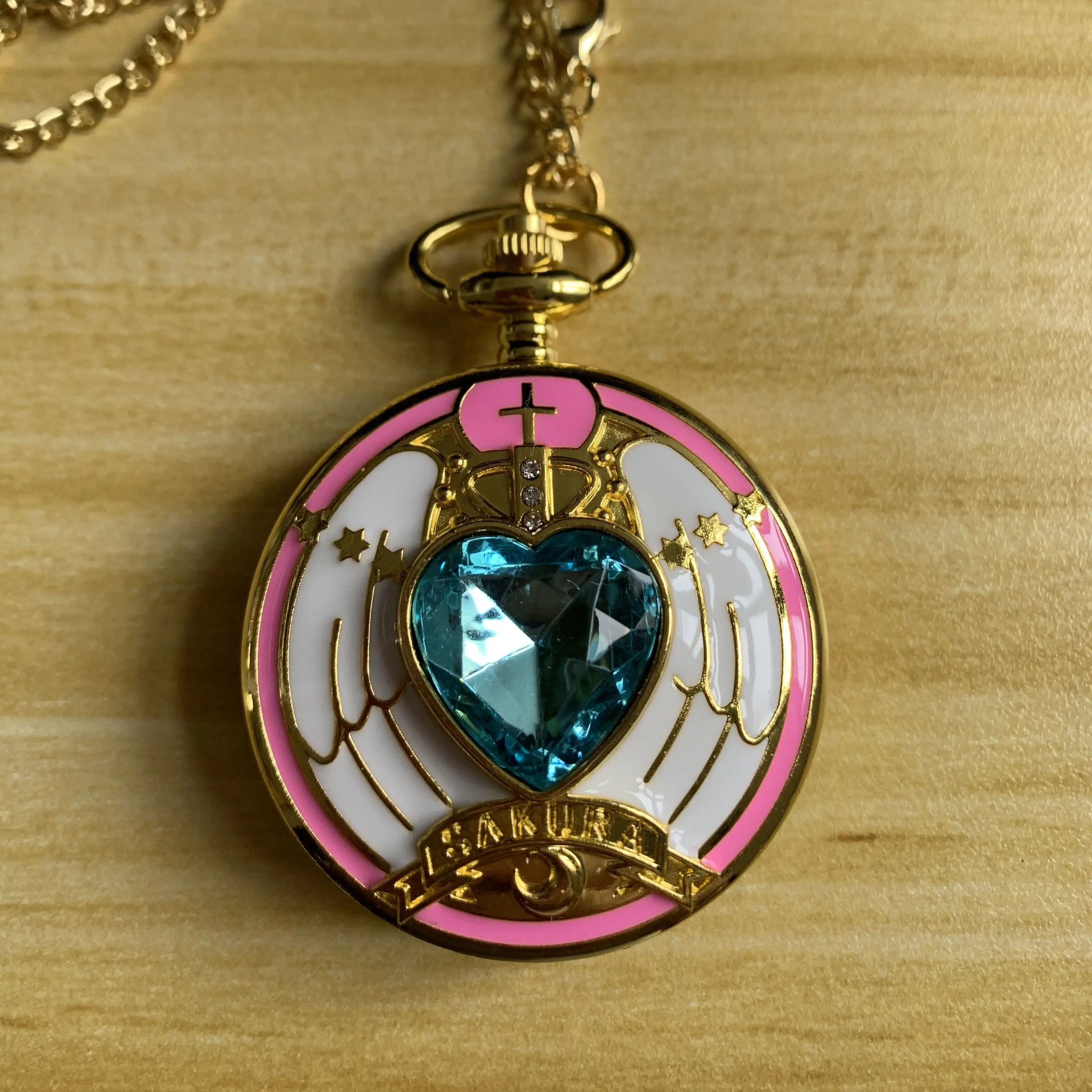 Hot Japanese Anime Theme Quartz Necklace Pocket Watch Gold Sweater Chain Trendy Retro Students Girls Jewelry Pendant Pocket