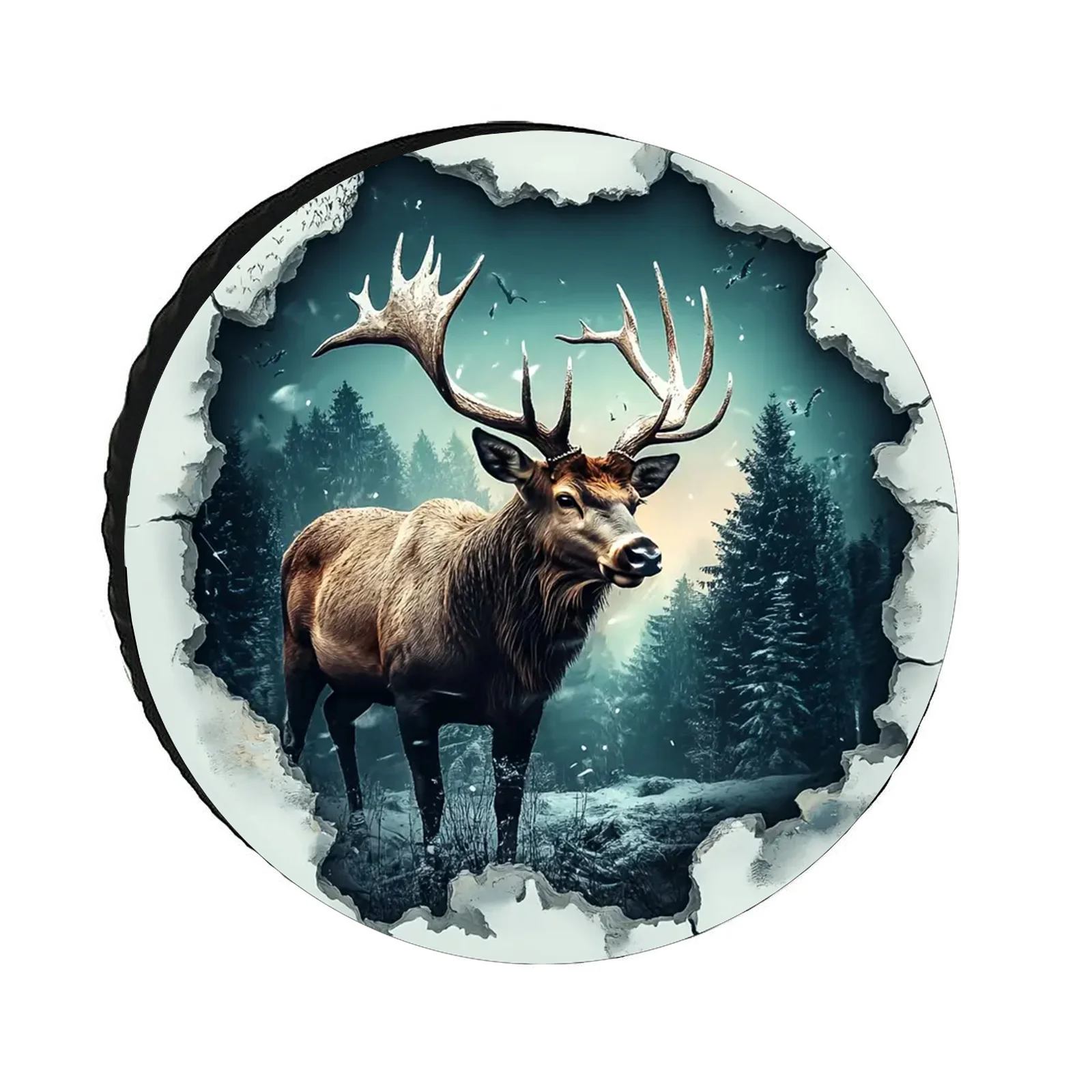 

Чехол для запасного колеса Night Forest Deer из прочного полиэстера, универсальный защитный чехол для автодомов, прицепов, внедорожников, грузовиков и кемперов