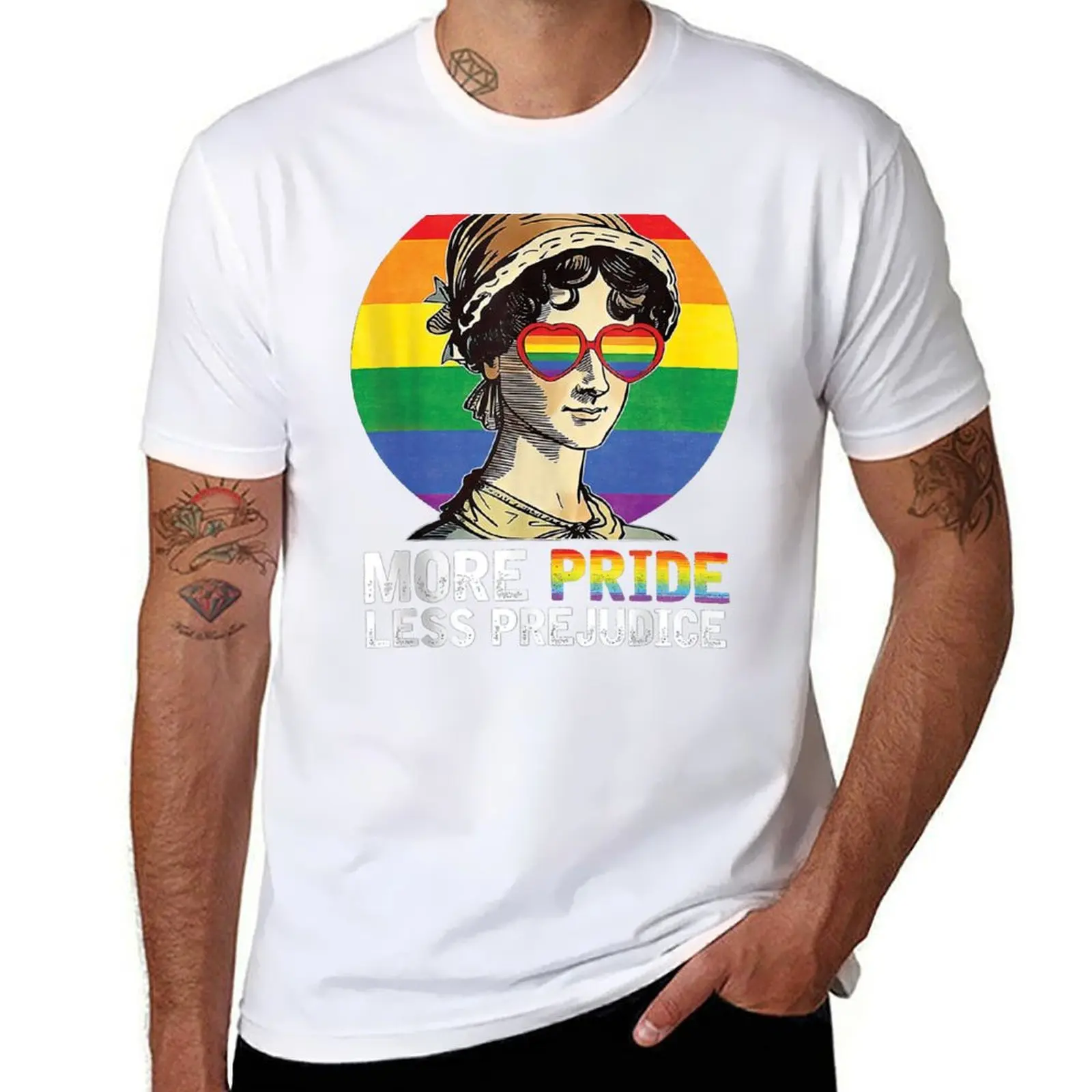 

More Pride Less Prejudice Lgbt Gay Proud Ally Pride Month T-Shirt man t shirt cotton cotton t shirts high quality T-Shirt