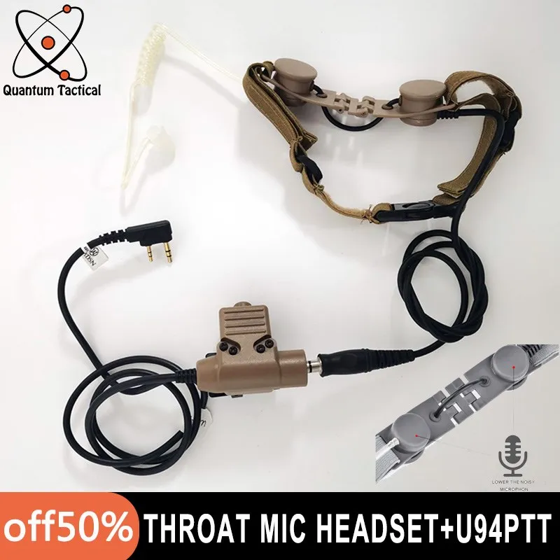 

Tactical Wadsn Throat Mic Headset Tube Power Microphone Outdoor Hunting Earphone Kenwood U94 PTT For BaoFeng UV-5R UV-5X UV-82