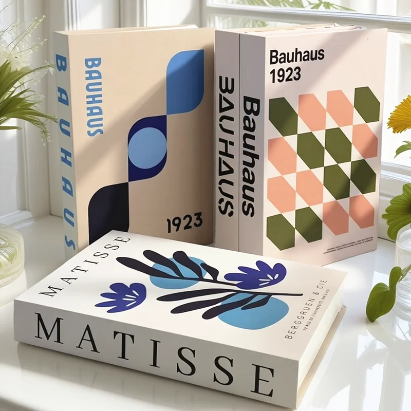 باوهاوس كتلة الألوان الهندسية وهمية كتاب الديكور الفاخرة الكتب الزخرفية صندوق تصميم طاولة القهوة مجردة غرفة نوم ديكور المنزل