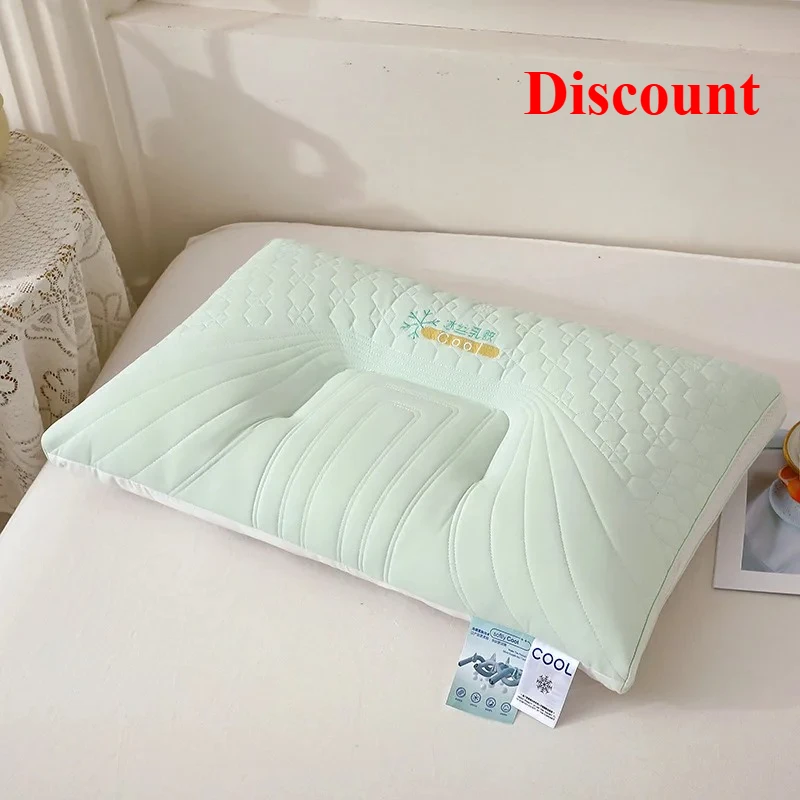 

2025 embroidered ice silk latex pillow simple solid color pillow core household single pillow 48x74cm