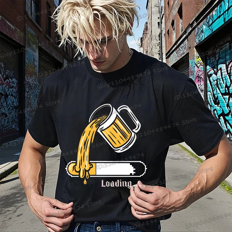 

Футболки с загрузкой пива, забавные футболки с пивным мемом, мужская модная свободная футболка в стиле хип-хоп, уличная одежда, футболка с круглым вырезом для фестиваля пива на Октоберфест