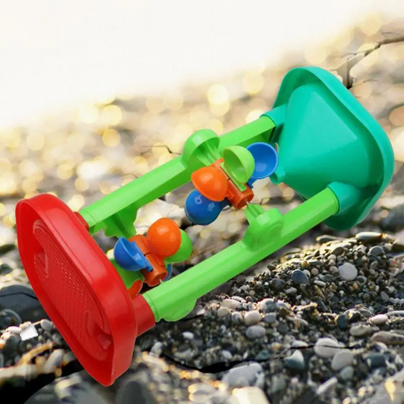 Brinquedo giratório criativo do moinho de vento para crianças, Water Sifting Funnel Toy, Beach Hourglass, Bath Toy, Double Wheel, Children