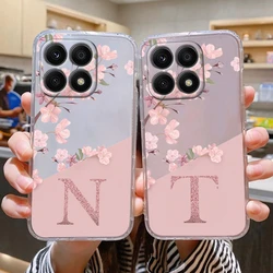 For Honor X8b X8 4G 5G X6 70 Lite X8A X6A X6B 200 Smart Letter Flower Phone Case Silicone Soft Cover Coque Fundas Transparent