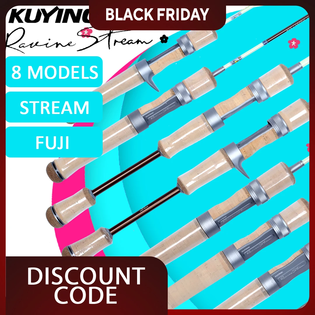 

KUYING RAVINE Fishing Rod Ultralight Trout & Panfish Rod | Compact 4'7" to 6'6" Lengths | Carbon FUJI Ring River Stream