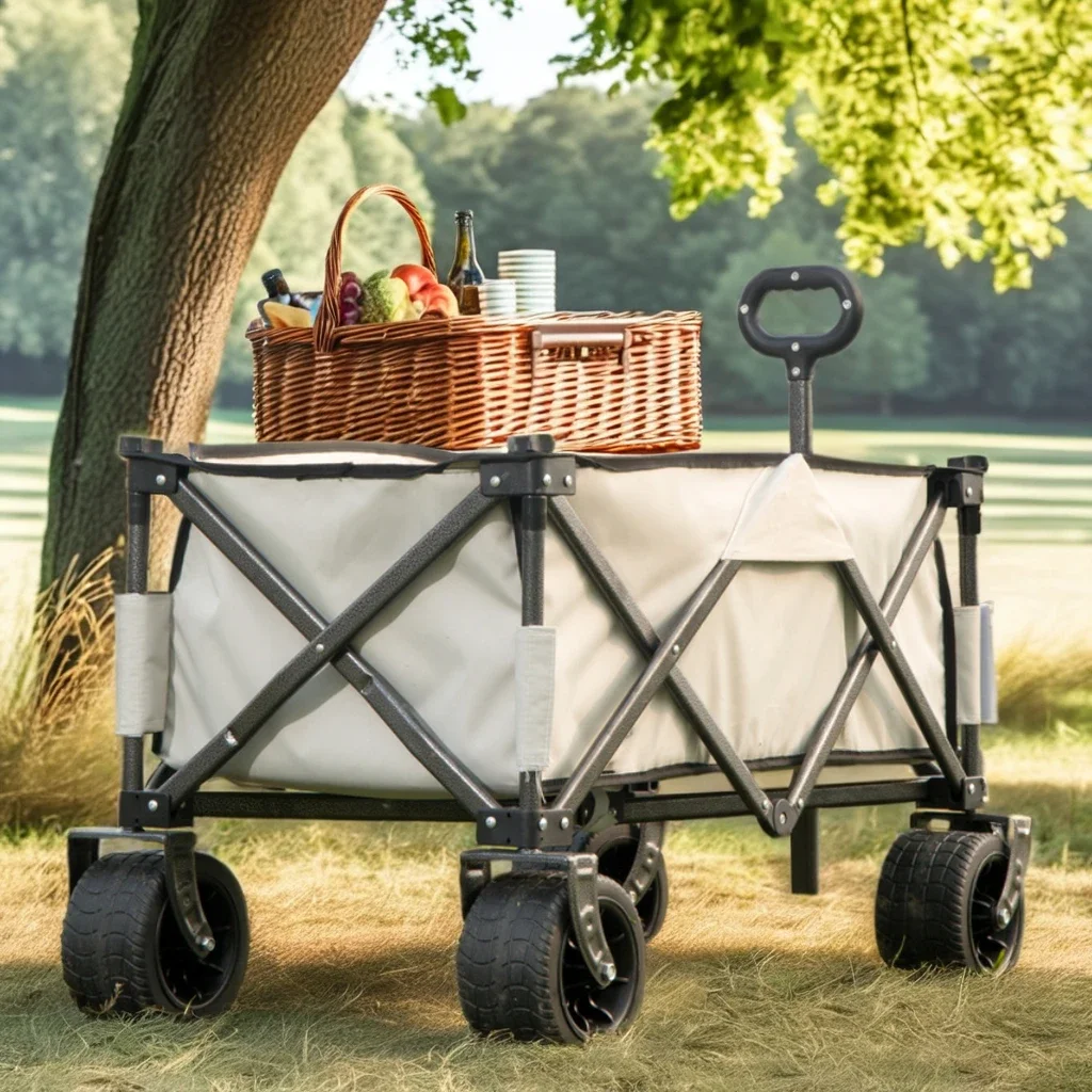 

Outdoor Camping Foldable Steel Trolley Shopping Carts Garden Camping Wagon