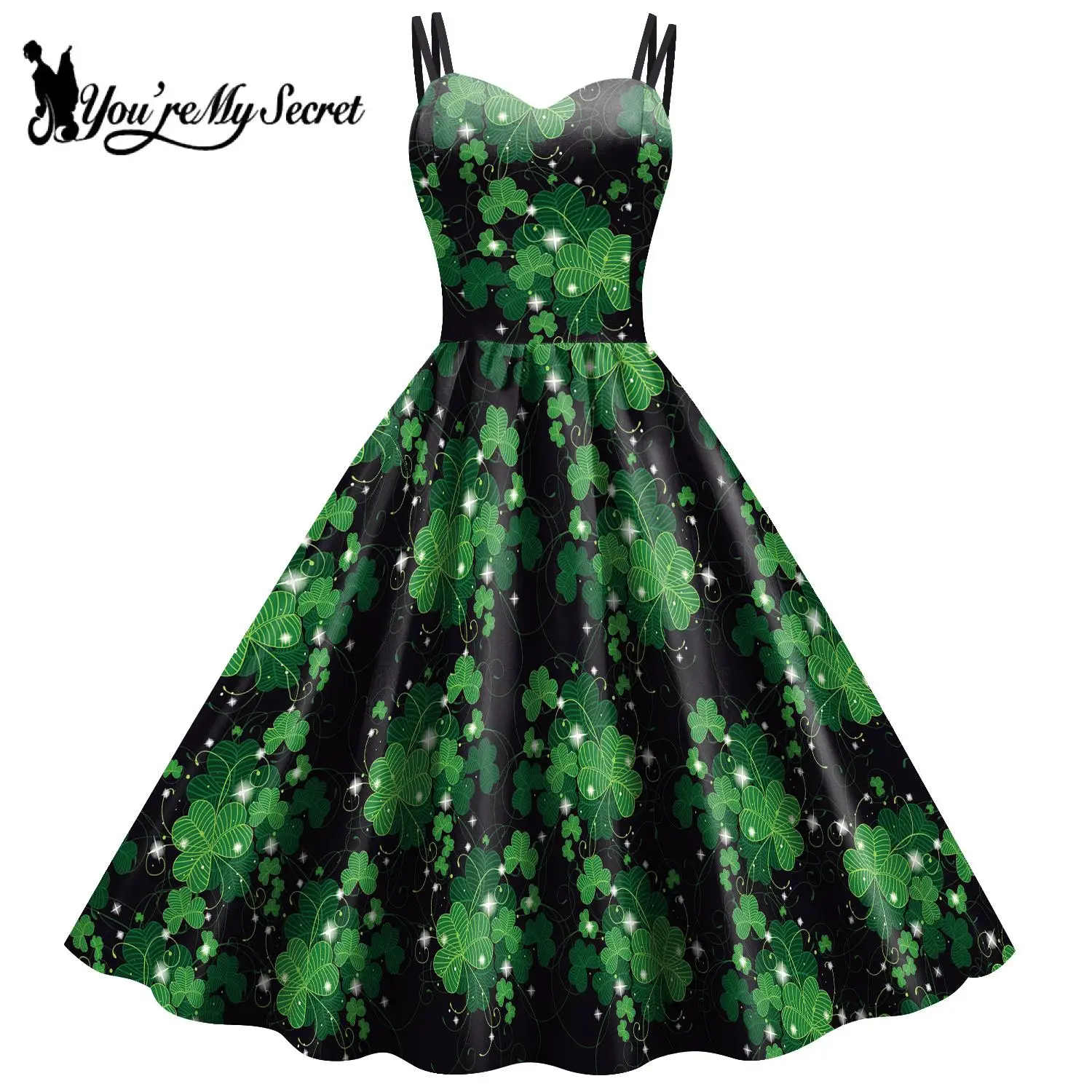 [You're My Secret] Dresses for Woman St. Patricks Day Green Holiday Costume Sleeveless Sexy Slip Dress Girl Elegant Streetwear