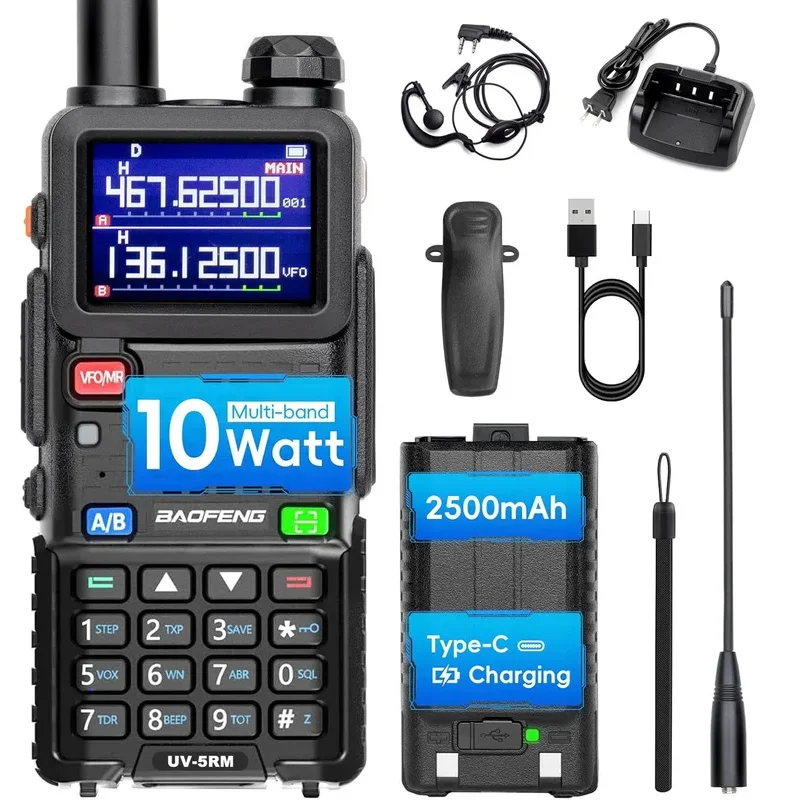 Baofeng UV-5RH 5RM Рация дальнего действия 10W Шестидиапазонная беспроводная частота копирования Двустороннее FM-радио Тип-C Обновление зарядки UV-5R Baofeng UV-5RH 5RM Рация дальнего действия 10W Шестидиапазонная беспроводная частота копирования Двустороннее FM-радио Тип-C Обновление зарядки UV-5R