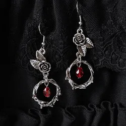 Vintage Gothic Vampire Witch Black Rose Earrings for Women 2023 New Creative Holiday Party Personalized Jewelry Halloween Gifts