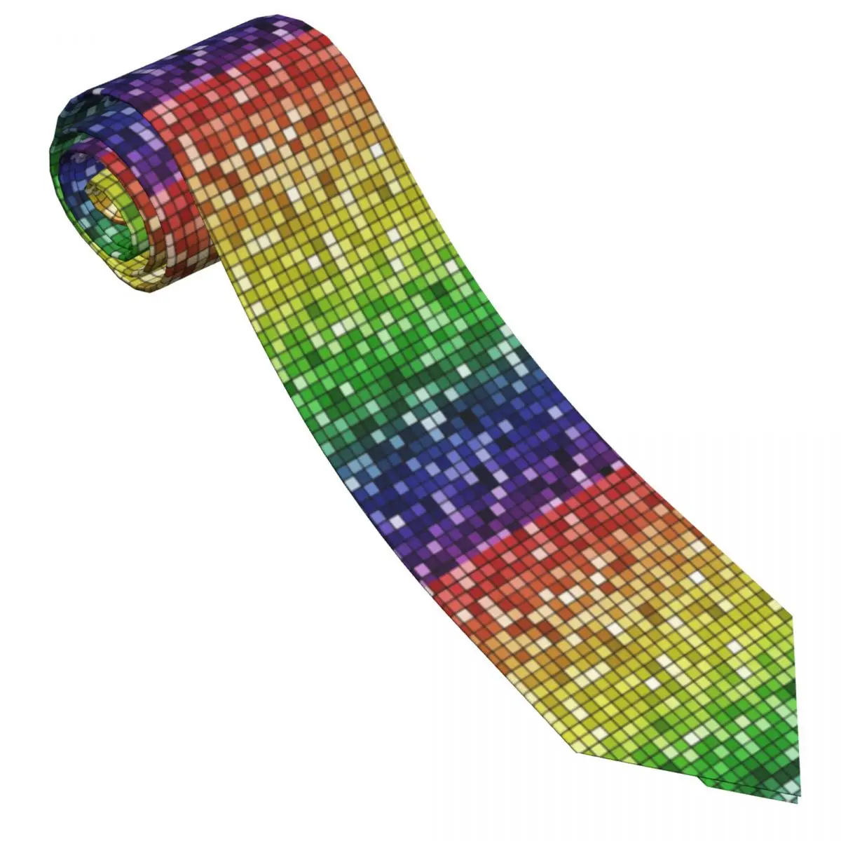 Rainbow Disco Ball Tie LGBT Sequin Print Blouse Design Neck Ties Party Polyester Silk Gift For Men Cravat