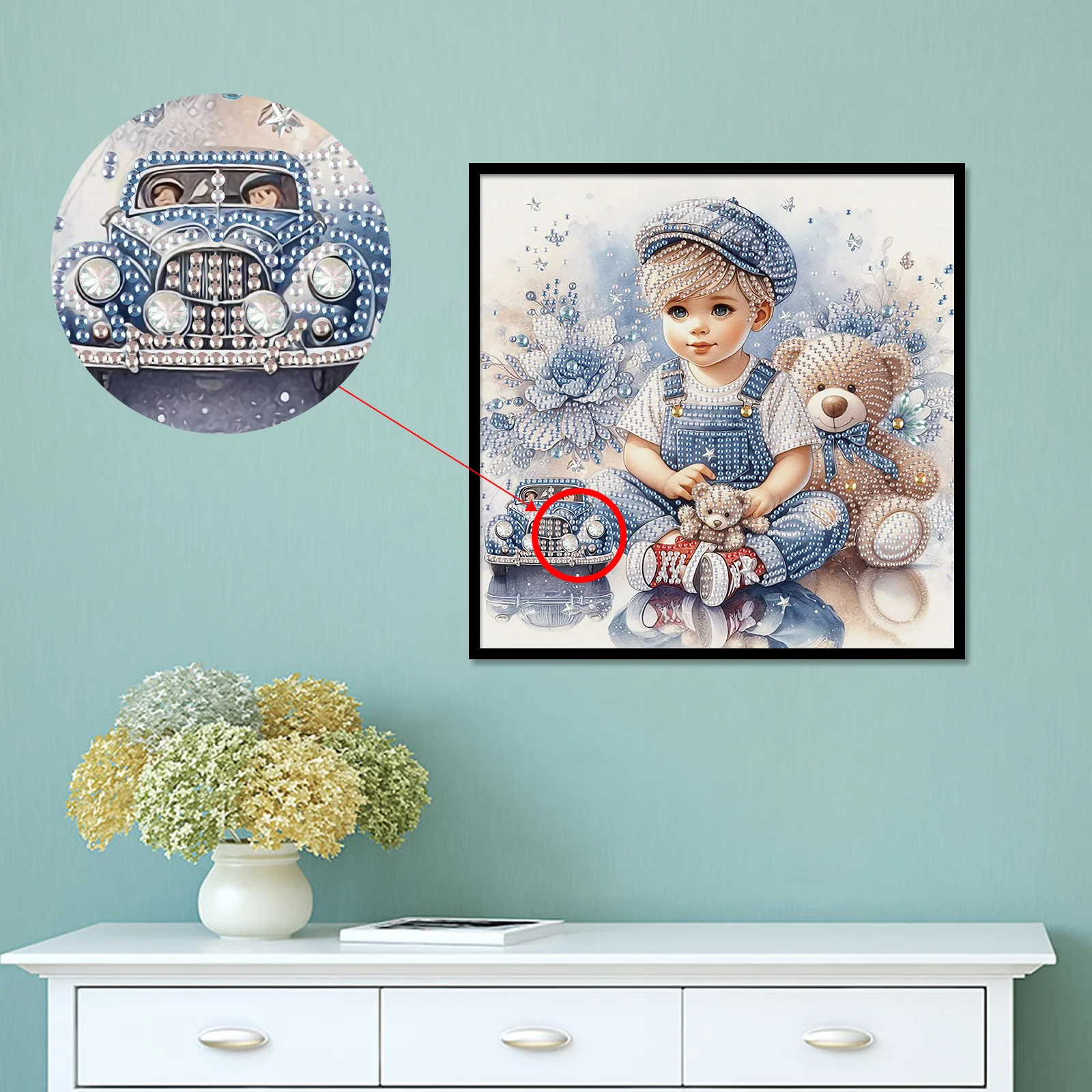 DIY Boy and Bear 5D Special Shape Diamond Art Kits for Beginners,Diamond Art Painting Kits for Home Wall Decoration Gift