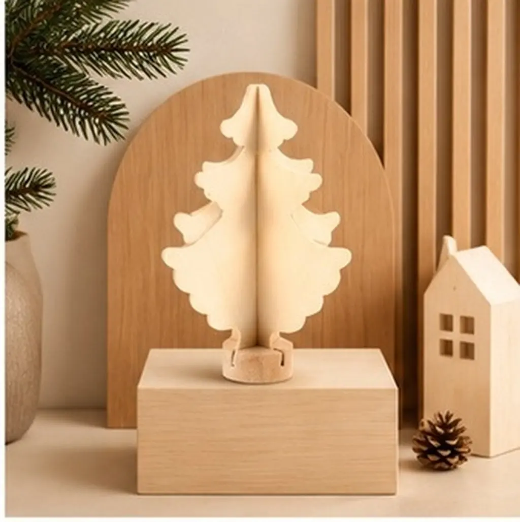 Wooden Christmas Tree Crafts 4Pcs Unpainted Blank Mini Trees for Kids DIY Decorating Table Decor