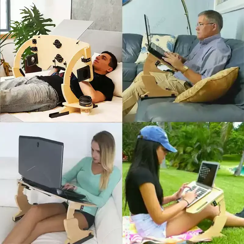 Aluminum Alloy Folding Lap Desk Adjustable Ergonomic Laptop Bed Table Home Office Standing Computer Desk view 5
