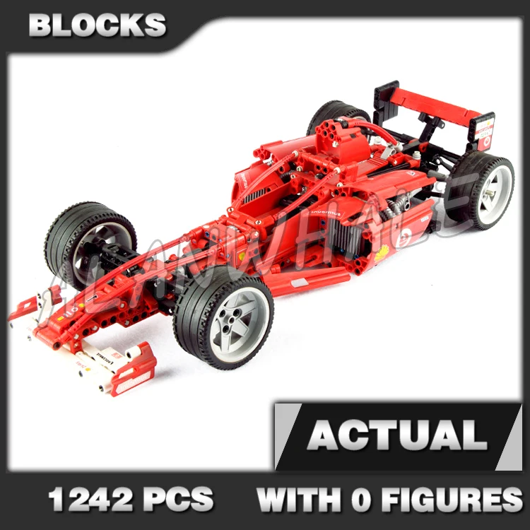 

1242pcs Technical 1:8 Scale Moc Simulation F1 Racing Car Red Sport Vehicle 3335 Building Block Toys Compatible with Model