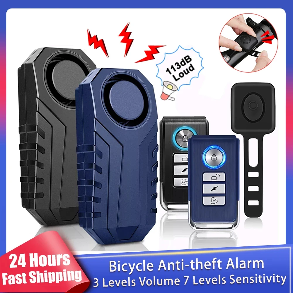 Bicycle Alarm Wireless Remote Control Waterproof Motorcycle Bike Anti-Theft Alarm 3 Levels Volume 7 Levels Sensitivity