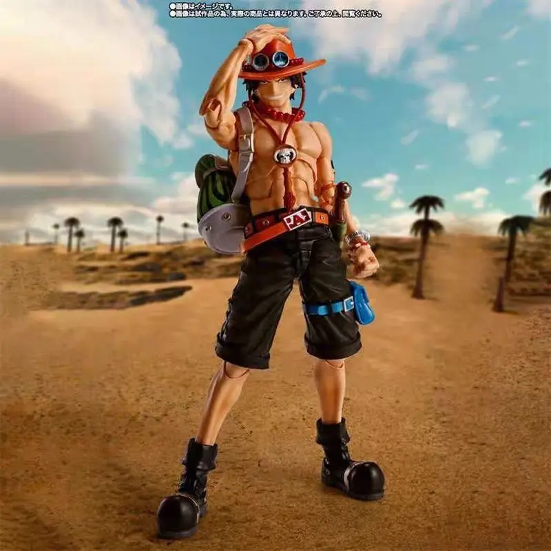 مجسم شخصية SHF Portgas D. Ace Fire Fist - نموذج مفصلي قابل للجمع من قطعة واحدة من Marineford War، إصدار أنيمي مكرر