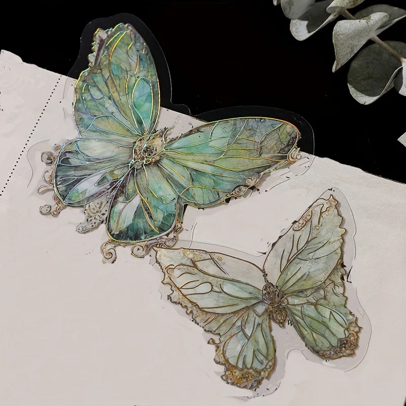 20 Pcs Butterfly Cut Stickers Pack DIY Handmade Adhesive Decorative Sticker for Junk Journal Creative Stationery Supplies image 6