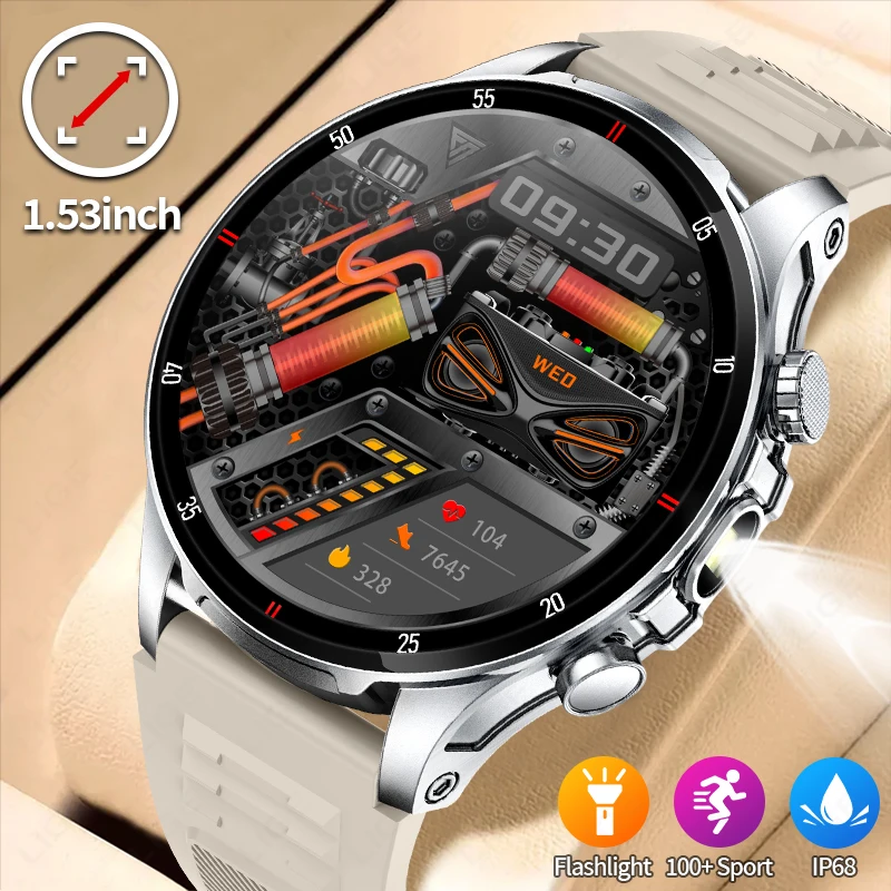 LIGE nouveau Sports de plein air lampe de poche montre intelligente hommes Bluetooth appel montres moniteur de fréquence cardiaque santé Smartwatch pour Android ios