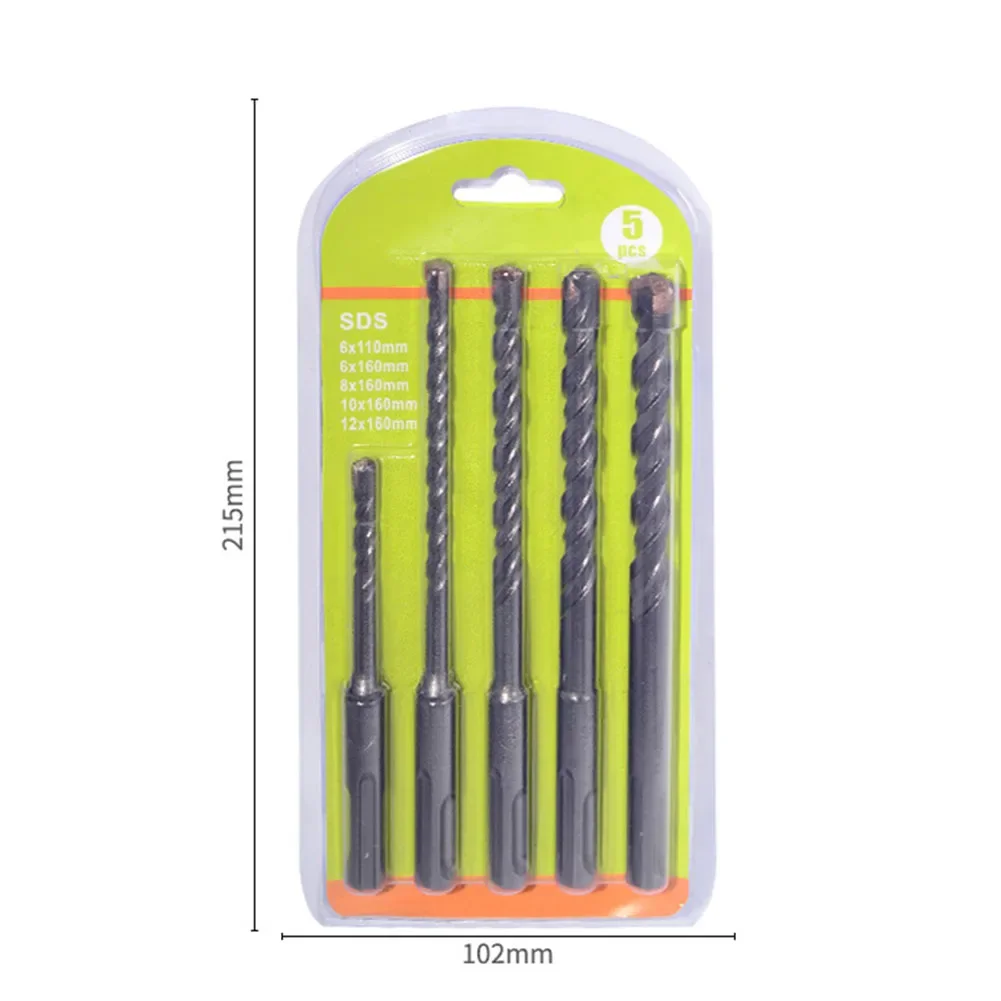 5pcs Drill Bit For Concrete Bit Double Auger Hammer Wall Brick Block Electric Hammer Masonry Bit Carbide Steel Drill Bit