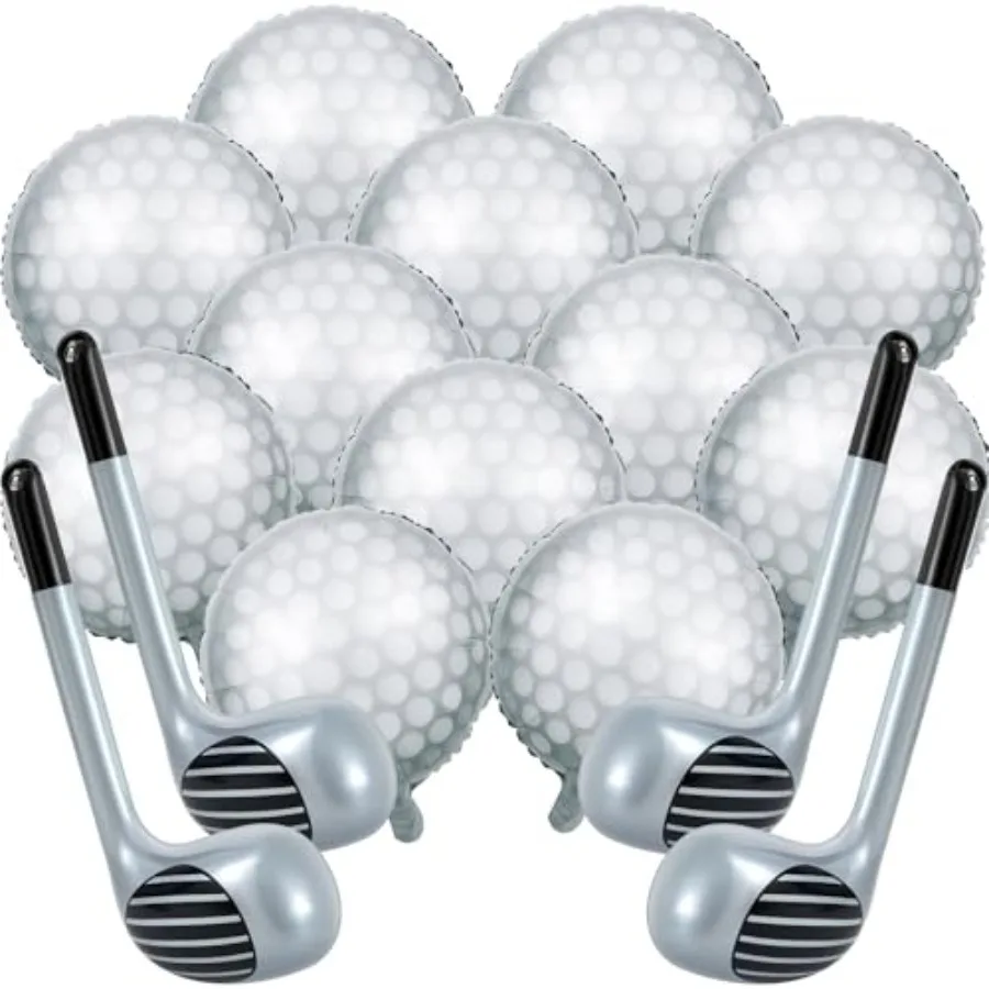 Juego de 16 Uds de globos de Golf, pelota de 18 pulgadas y 30 globos de aluminio en forma de palos para decoraciones para fiestas de cumpleaños, eventos temáticos de Golf, deportes Pa