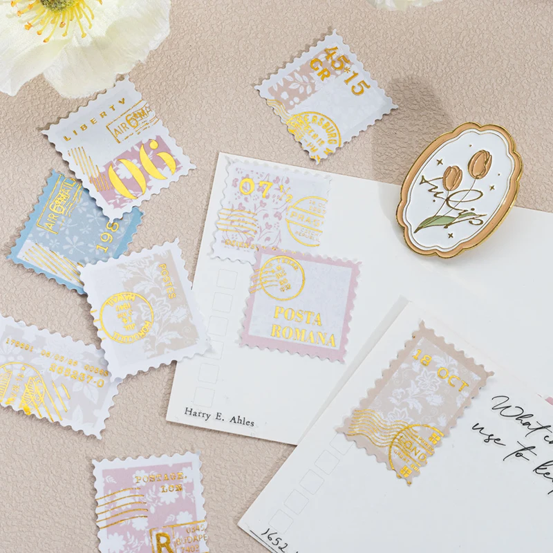 

20 sheets Vintage Stamp Washi Paper Label Stickers Letter Album Diary DIY Collage Decor Scrapbooking Journals Stationery Sticker