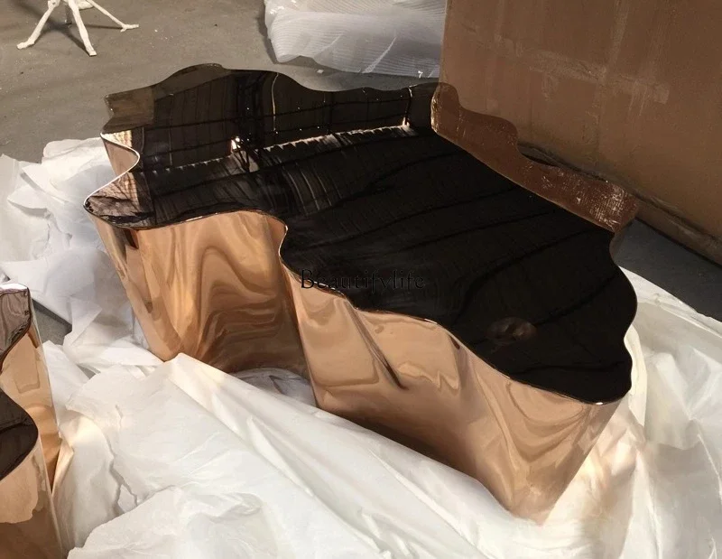 

GG8LDesigner creative light luxury stainless steel stump special-shaped coffee table villa clubhouse hotel lobby furniture