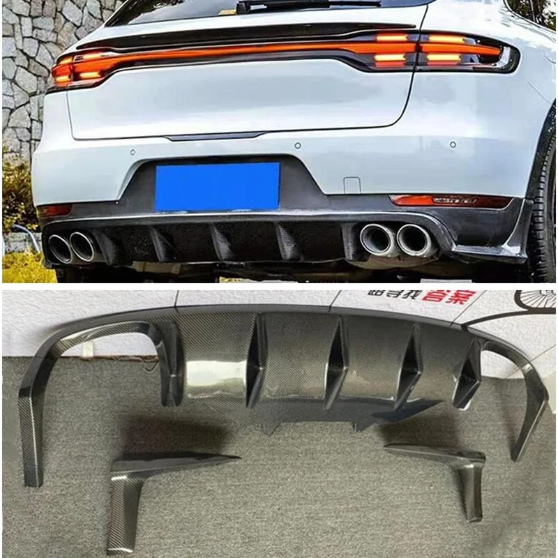 

New！ For Porsche Macan 2018 2019 2020 2021 2022 Real Carbon Fiber Rear Diffuser Lip Kit Spoiler Refits