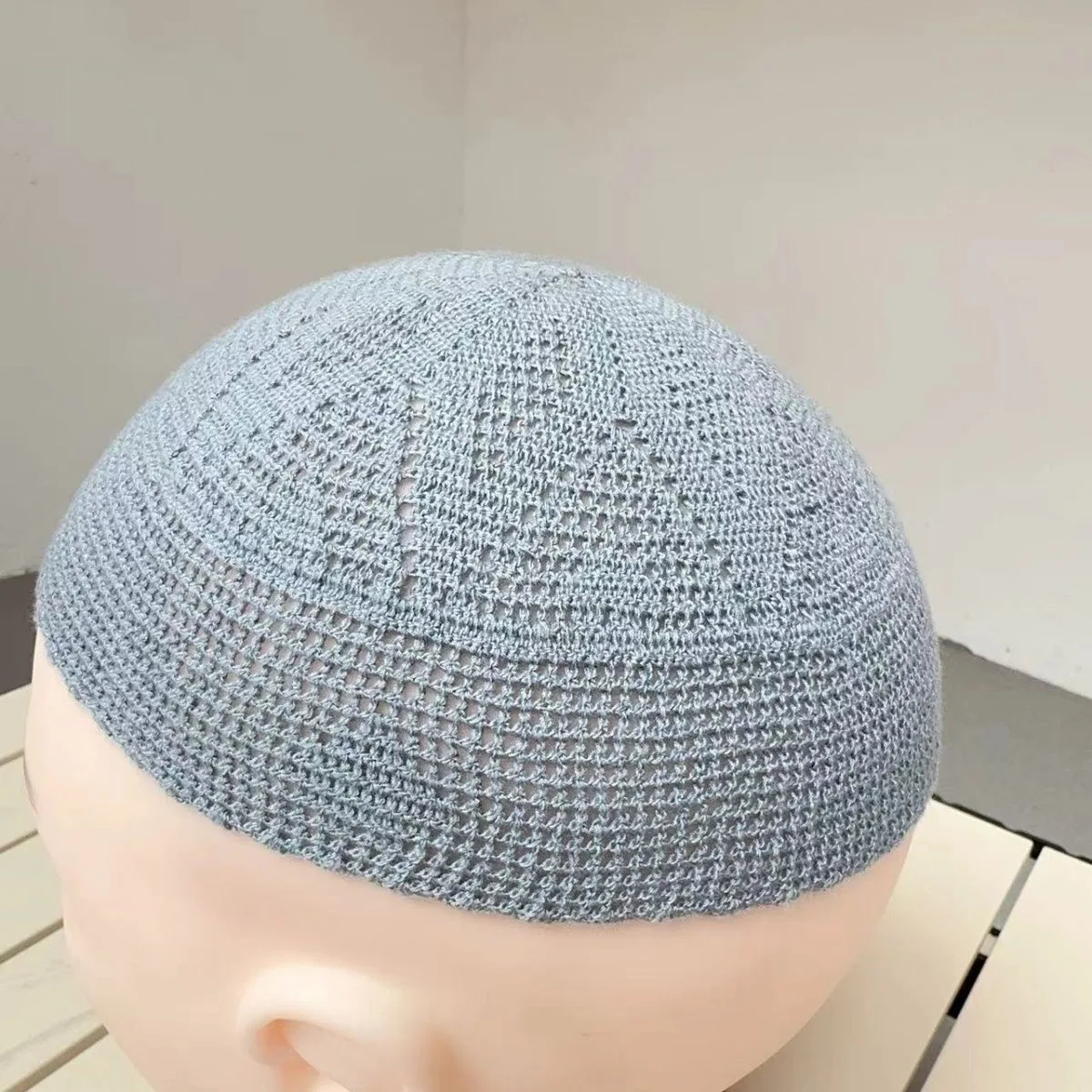 Muslim Caps For Men Clothing Freeshipping Skull Prayer Hat Flat Top Knitted Mesh Kufi Kippah Islamic Saudi Arabia Summer 0733