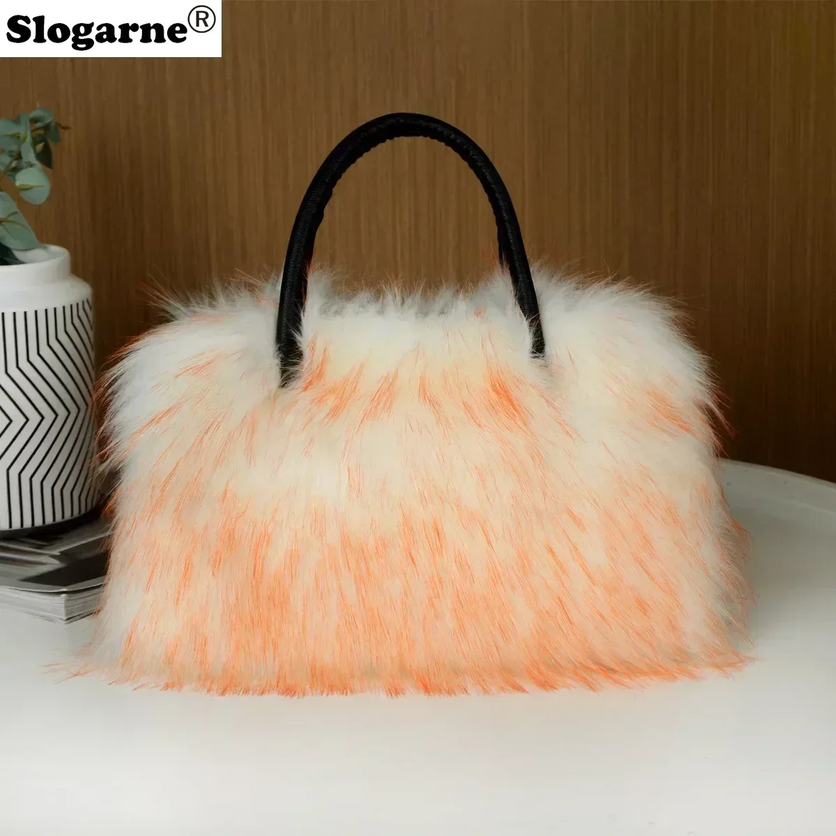 Luxury Raccoon Fur Handbags Women 2024 Winter Soft Faux Fur Bag Girls Fashion Furry Shoulder Bags Fluffy Gifts Warm Tote Purse