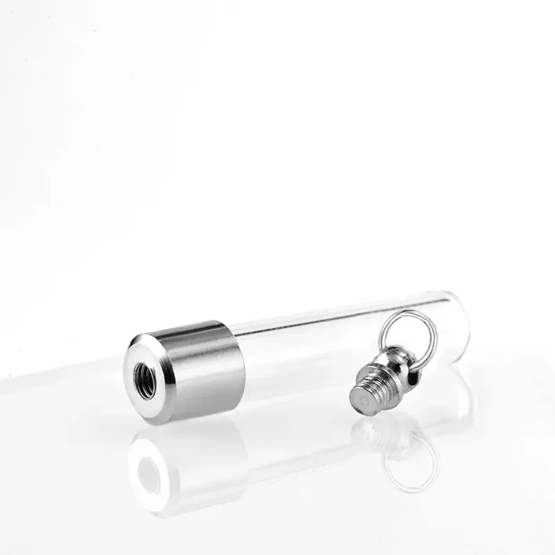 Stainless Steel Glass Cremation Cylinder Tube Urn Pendant Memorial Necklace Ashes Holder Keepsake Cremation Jewelry