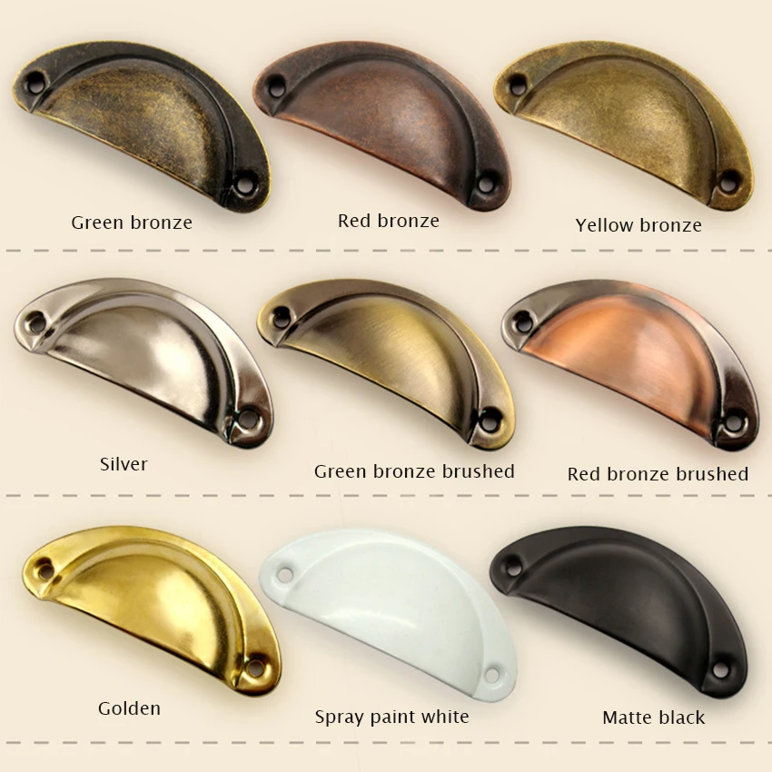 Shell Shape Medicine Cabinet Handle, Antique Drawer Hardware Cupboard Pull  Semi-Circular Handle Retro Knobs