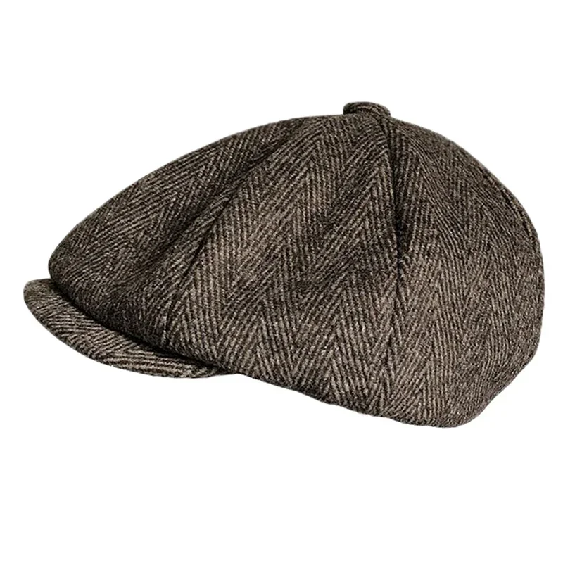 Woollen Herringbone Newsboy Cap Men Women British Gatsby Retro Hat Driver Flat Cap for Male Vintage Beret Hat NC55