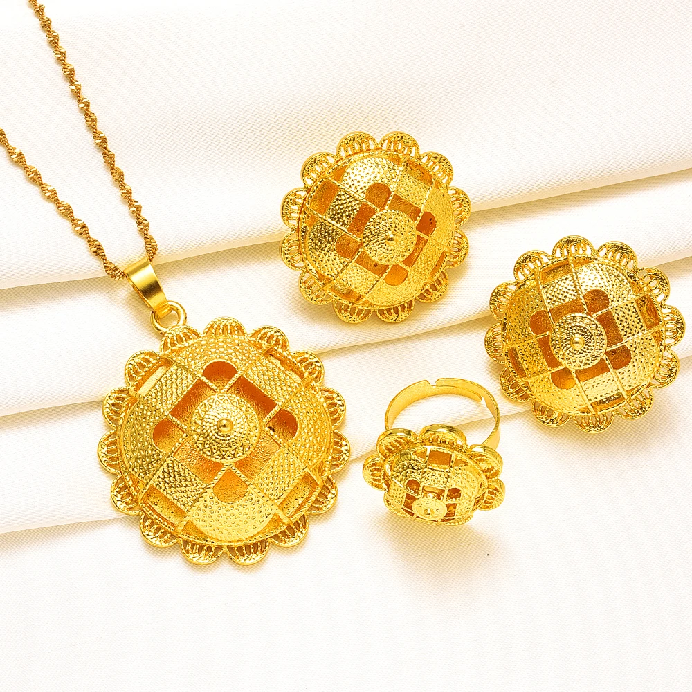 Ethiopian  Big  good gold Jewelry set Necklace classic fashion Ethiopia Gold Eritrea set for Women's Habesha Wedding party Gift