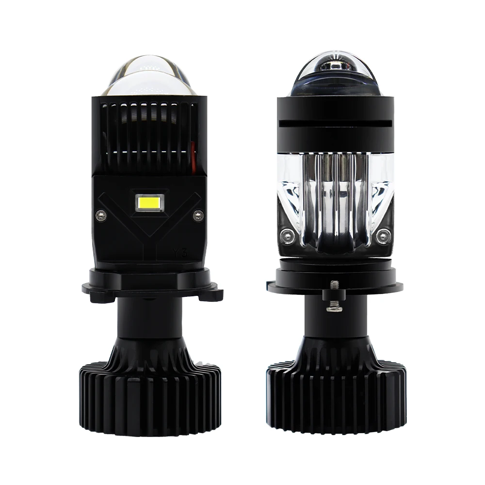 Headlamps, car headlights,2 PCS  H4 LED lighting lenses, turbo fans, Y4 bulbs, cars, motorcycles, general high and low beams