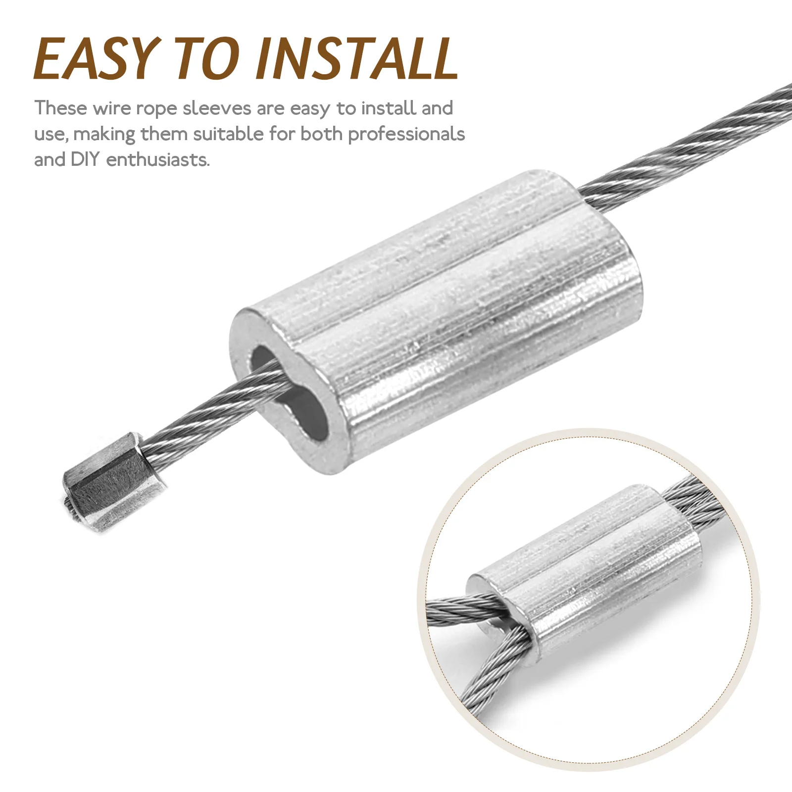 100 Pcs 8-shaped Aluminum Sleeve Clear Handle The Wire Coaxial Cable Rope Crimp Sleeves Clamp Electric