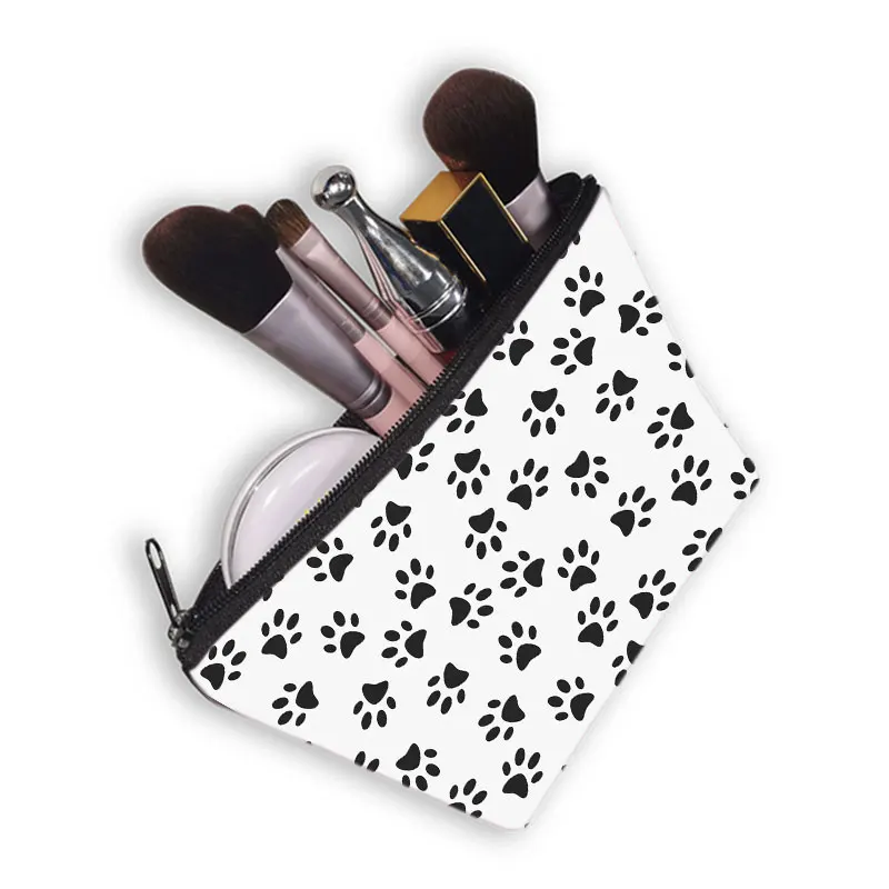 Bolsa de cosméticos con estampado de perro salchicha animado, bolsa de almacenamiento para mascotas, diseño de animales, viaje, portabilidad, bolsas de maquillaje, regalo