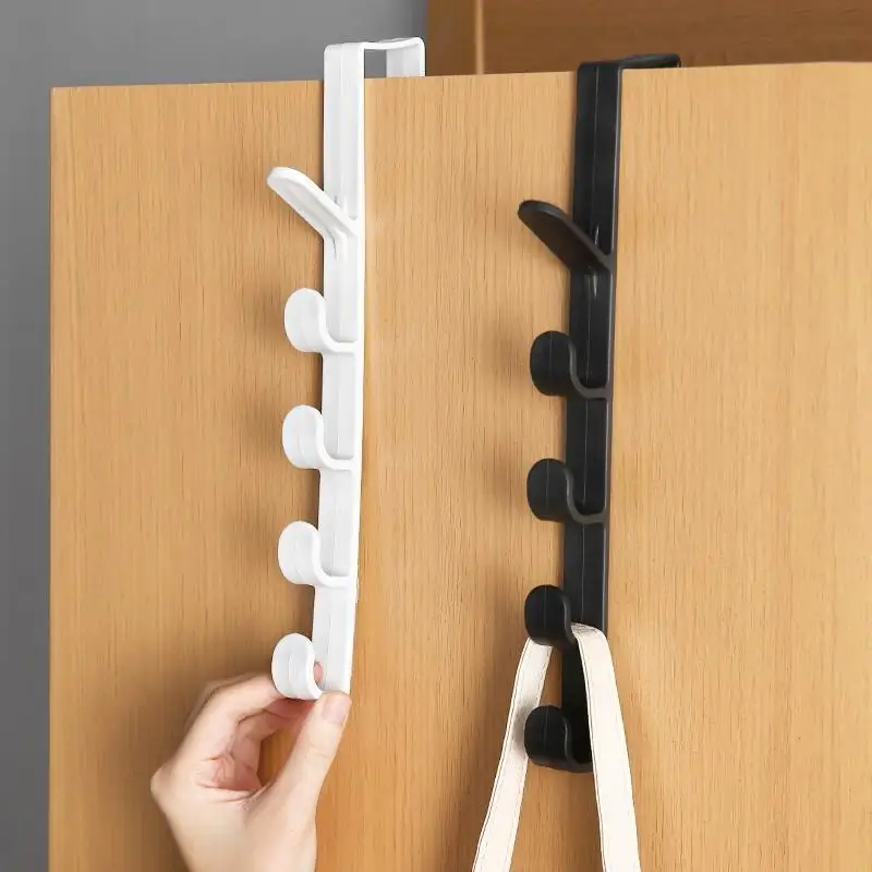 1 Stück Über-der-Tür-Hakenaufhänger mit 5 Haken, Kunststoff-Handtaschen-Organizer, Küchen- und Badezimmer-Handtuchhalter, Aufbewahrungshaken für die Tür