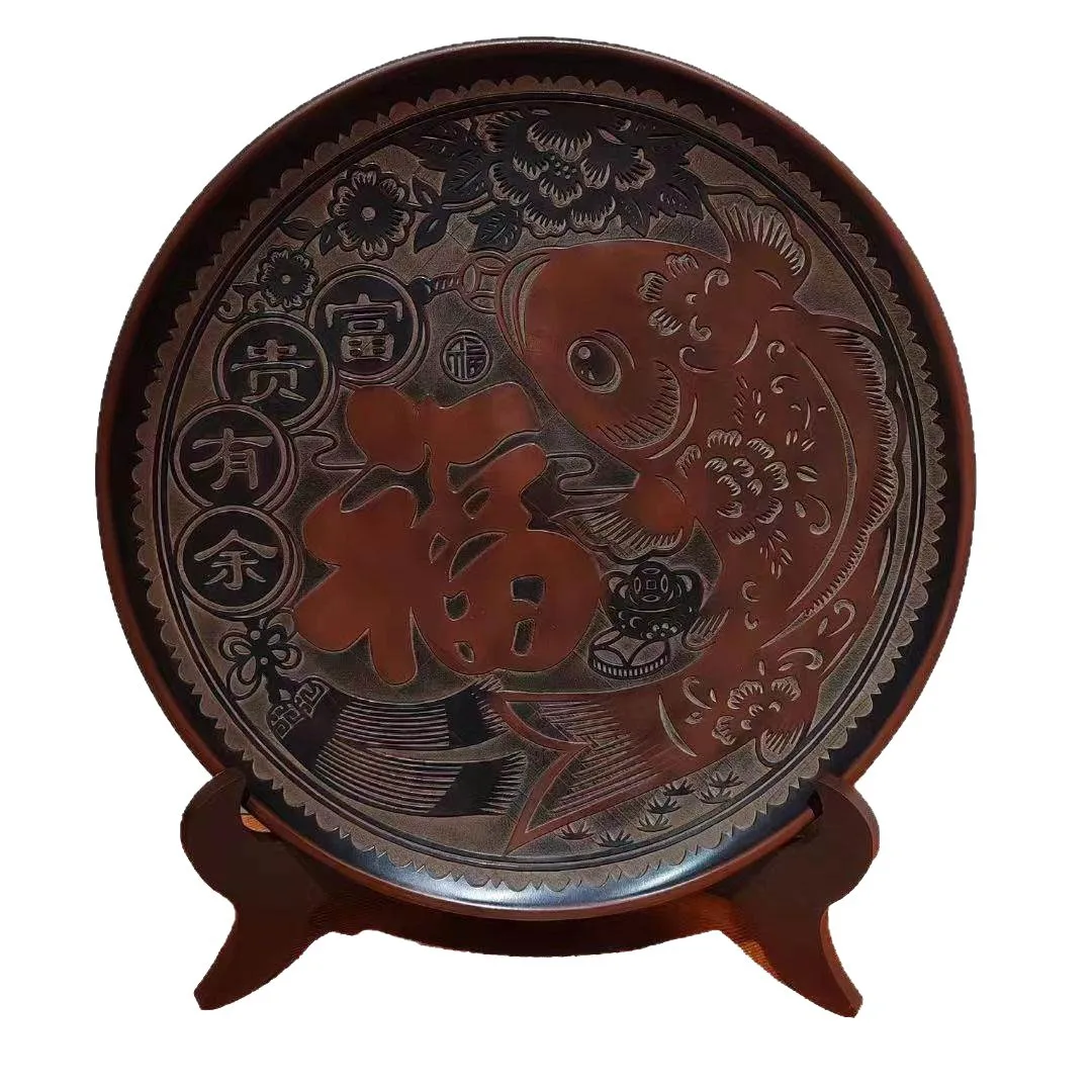 Chinese mainland ceramics handmade round tray household ornament kung fu tea set tea tray dry brewing tea table
