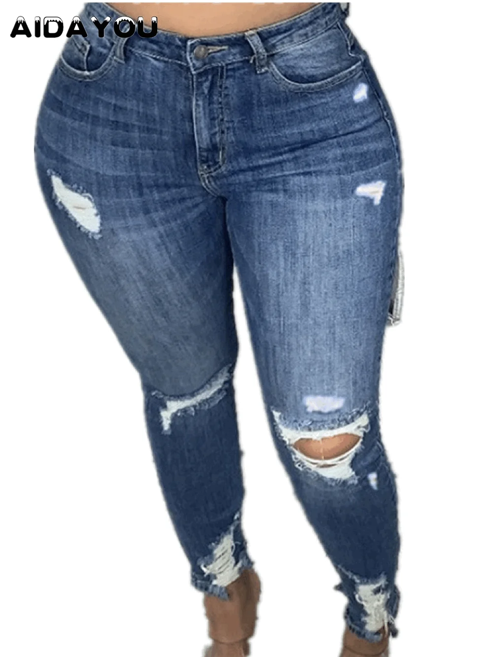 

Womens Plus Size Jeans Ripped High Waisted Pencil Skinny Fit Blue Denim Pants Columbia Stretchy Jean Distressed Ouc455a