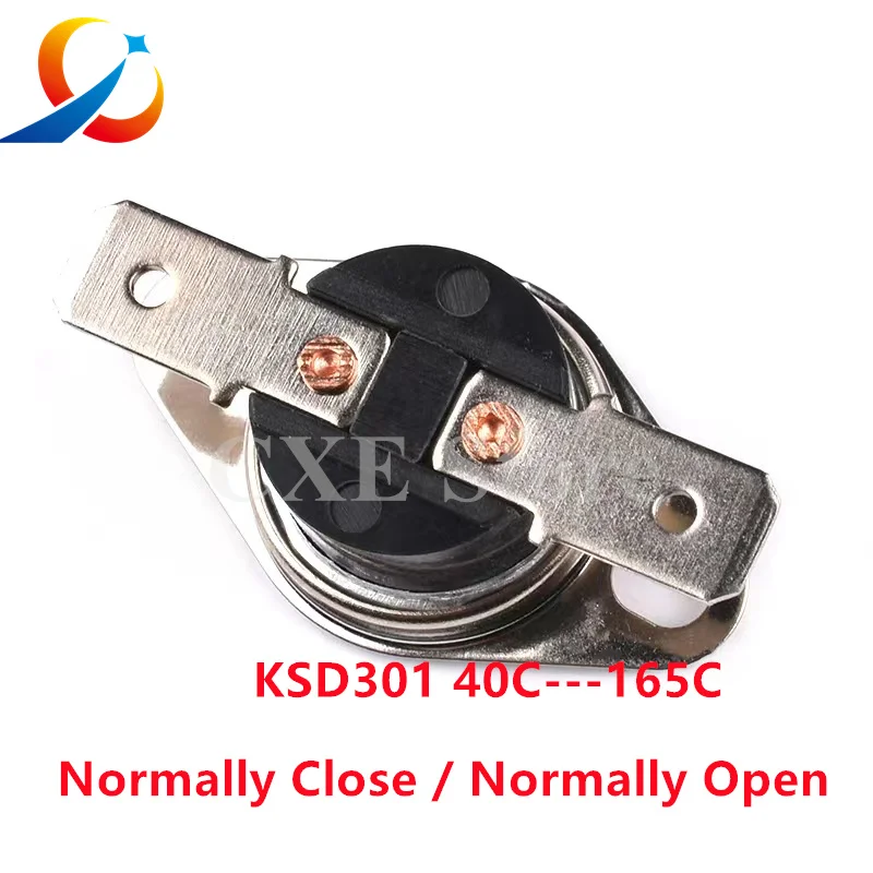 2pcs Bimetal thermostat KSD301 10A Temperature Switch Thermal Control 40~160C Degree Celsius Manual Reset Thermostat 40 65 90 95