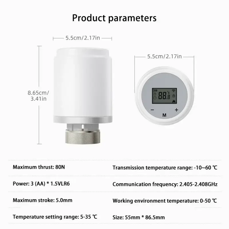 Tuya Zigequation-Thermostat Intelligent WIFI, Actionneur de Vanne Thermostatique Religieux, Contrôleur de Température, Compatible avec Alexa et Google Home