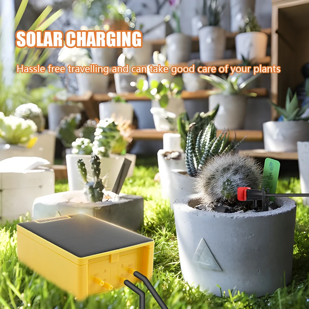 Solar Automatic Drip Irrigation Kit | Dual Pump Water Timer with Rain Sensor | Smart Soil Moisture Detection for Plants
