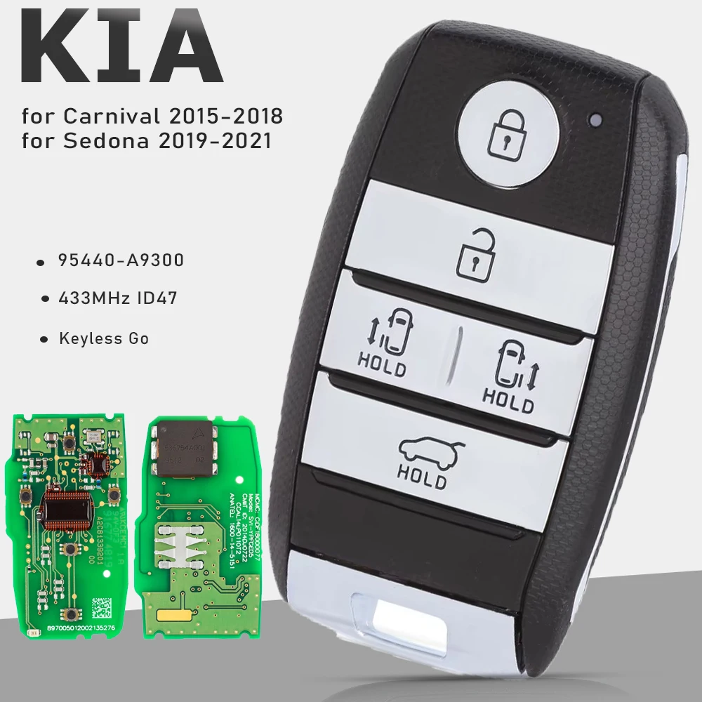 

Умный дистанционный ключ KEYECU 95440-A9200, SVI-YPFGE05, 433 МГц, чип HITAG 3 ID47 для KIA Carnival Sedona 2015 2016 2017 2018
