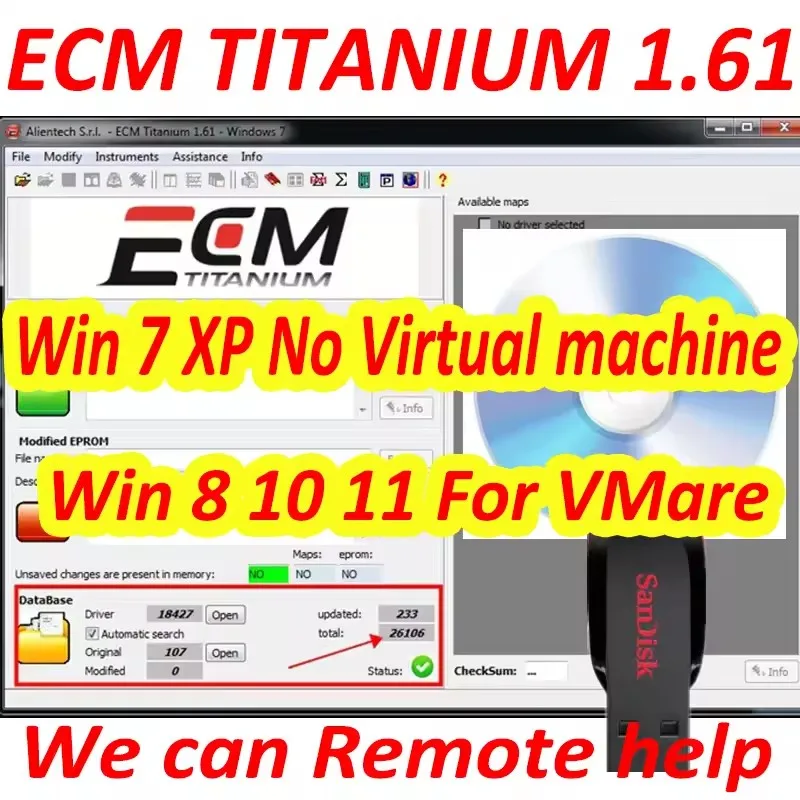 

ECM TITANIUM 1,61 win7 xp sin máquina virtual/win 8 10 11 VMware para KT-/AG K- ESS V2 con reparación de ECU de controladores 18