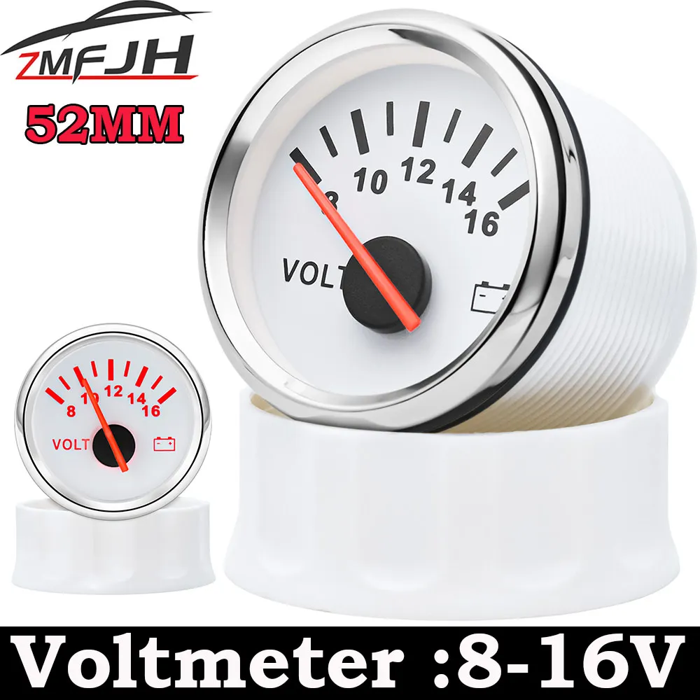 AD Universal 52mm volt meter Marine Auto Voltmeter 8-16V Waterproof Gauge For Motorcycle Car Boat Automobile With Red Backlight