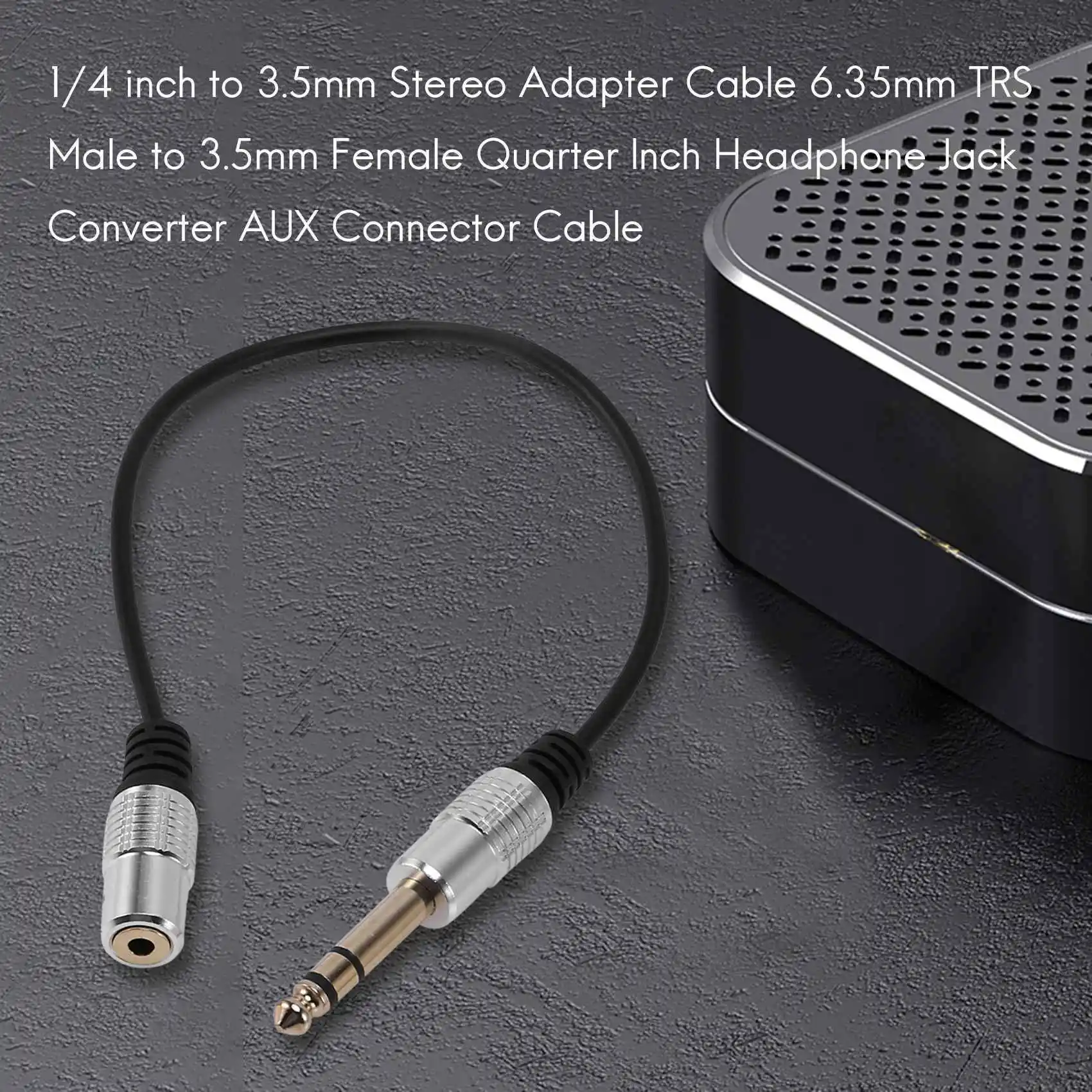 1/4 inch to 3.5mm Stereo Adapter Cable 6.35mm TRS Male to 3.5mm Female Quarter Inch Headphone Jack Converter AUX Connector